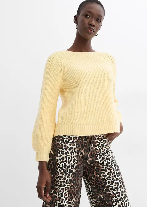 Dubbelzijdig grof gebreid vest met strikjes, bonprix