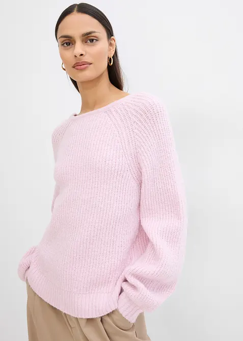 Dubbelzijdig grof gebreid vest met strikjes, bonprix