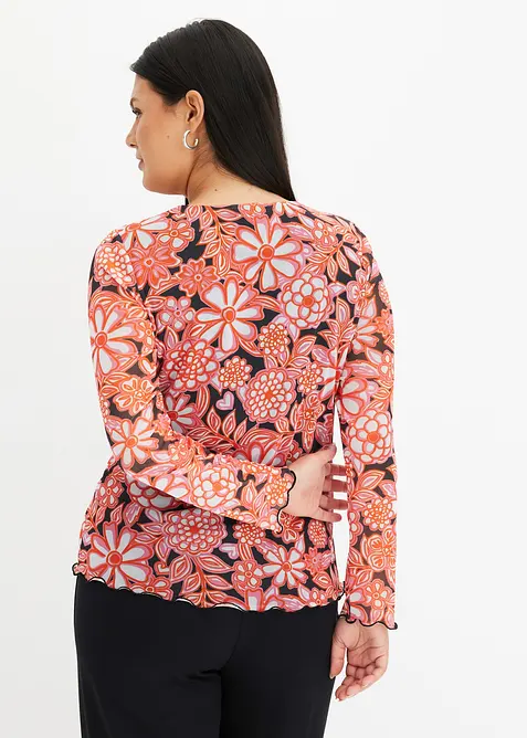 Gedessineerde mesh longsleeve, bonprix