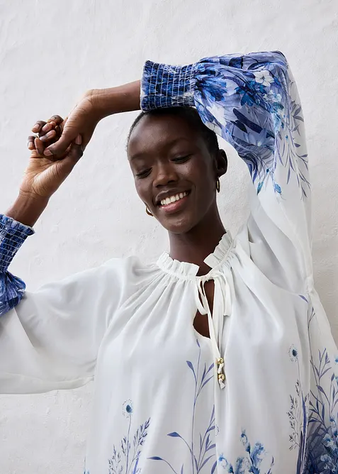 Blouse met zijde, bonprix