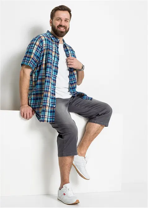 Seersucker overhemd van katoen met korte mouwen, bonprix