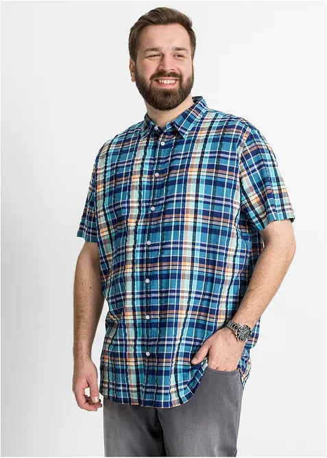 Seersucker overhemd van katoen met korte mouwen, bonprix