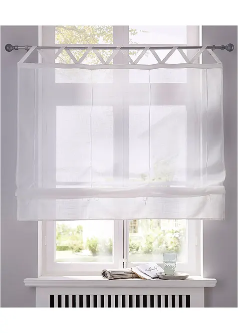 Vouwgordijn in linnen look met rijgkoord, bonprix