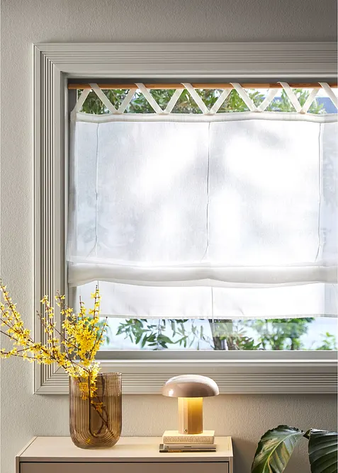 Vouwgordijn in linnen look met rijgkoord, bonprix