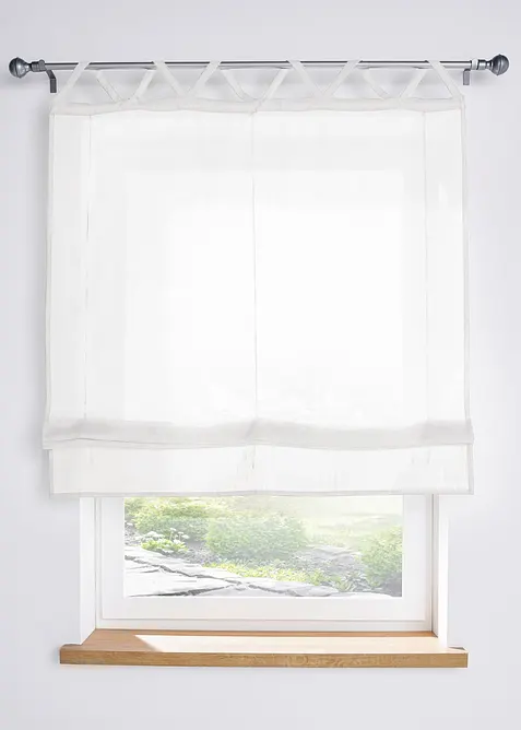 Vouwgordijn in linnen look met rijgkoord, bonprix