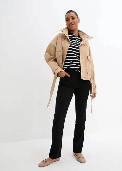 Bengaline stretch broek met comfortband, straight, bonprix