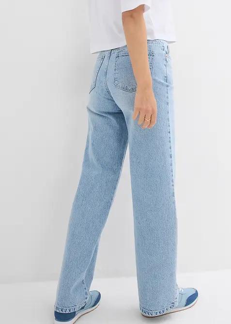 Wide leg jeans, high waist, low stretch, bonprix