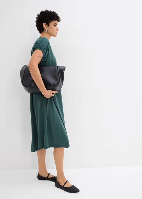 Jersey jurk met V-hals in een viscosemix, bonprix