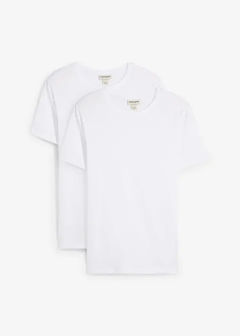 T-shirt van biologisch katoen, slim fit (set van 2), bonprix