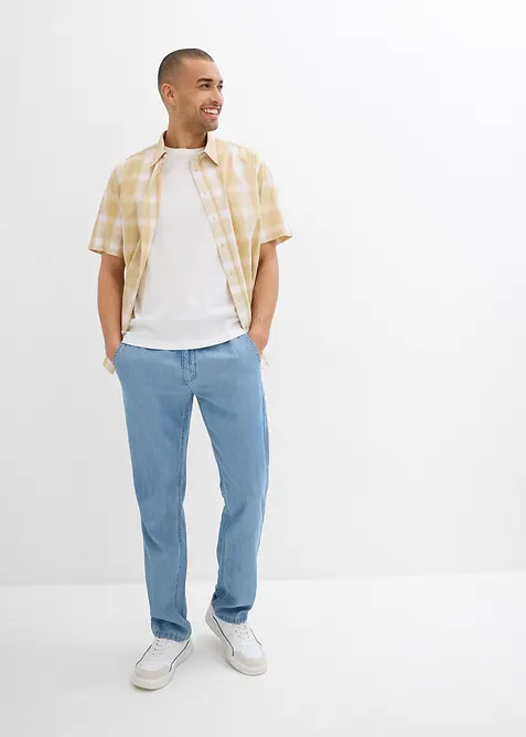 Instapjeans met linnen regular fit, straight, bonprix