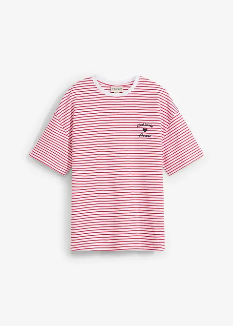 Gestreept T-shirt met borduursel, bonprix
