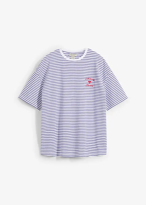Gestreept T-shirt met borduursel, bonprix