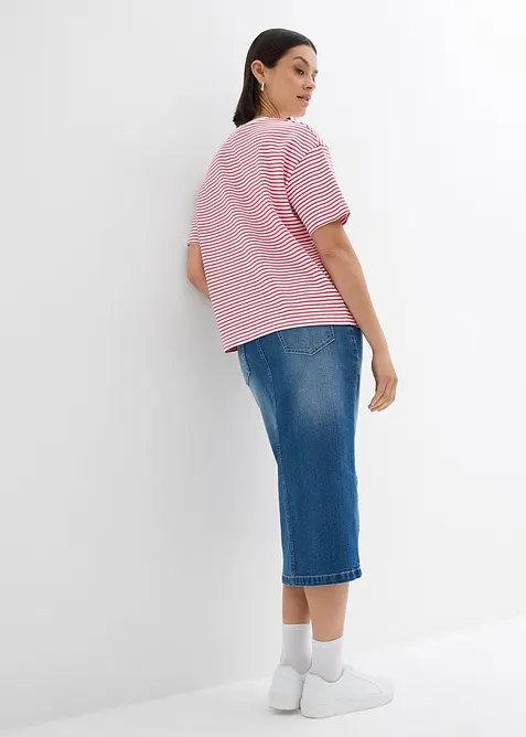 Gestreept T-shirt met borduursel, bonprix