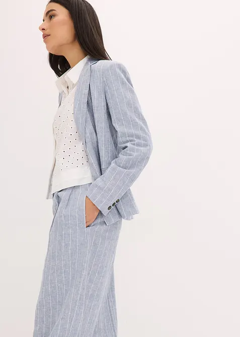 Bandplooibroek met linnen, bonprix