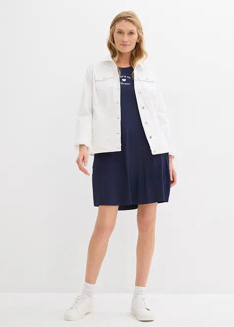 Jersey jurk met borduursel van een vicose-elastanmix, bonprix