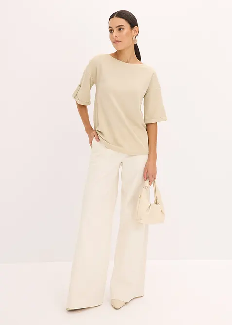 Shirt met viscose en glanzende print, bonprix