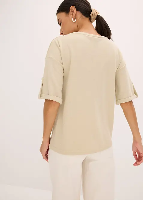 Shirt met viscose en glanzende print, bonprix