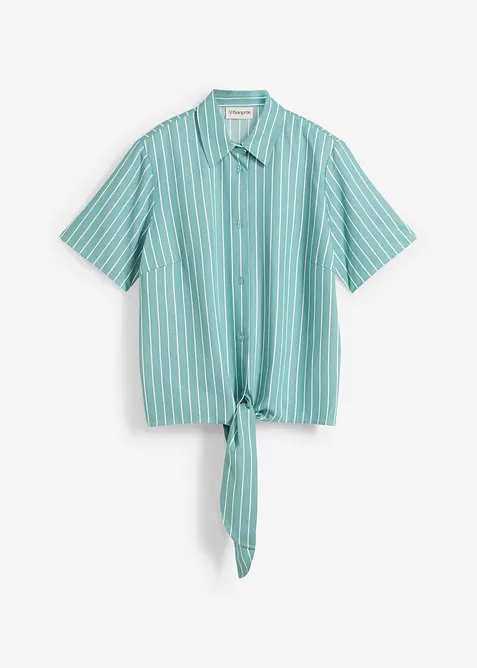 Gestreepte blouse met korte mouwen en opvallende knoop, bonprix