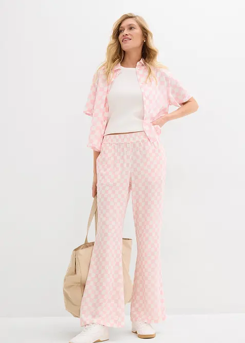 Geruite Marlene Dietrich broek van soepele viscose, bonprix