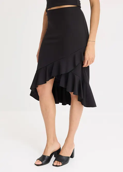 Jersey rok met volants, bonprix