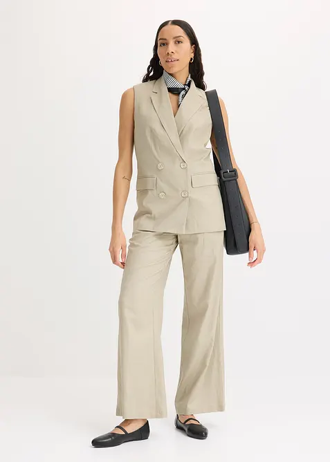 Linnen blazer zonder mouwen, bonprix