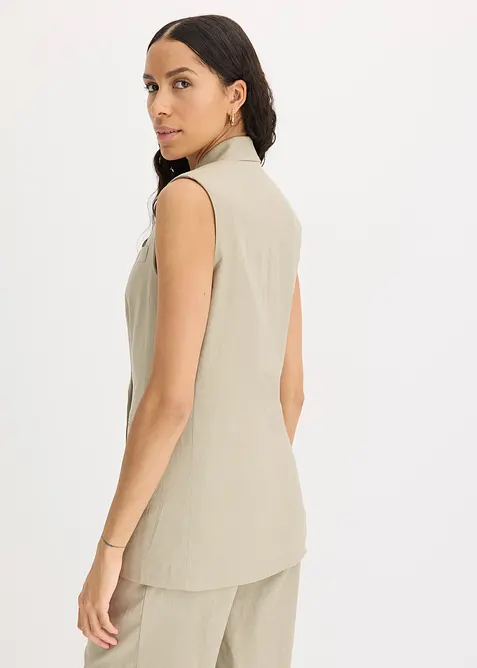 Linnen blazer zonder mouwen, bonprix