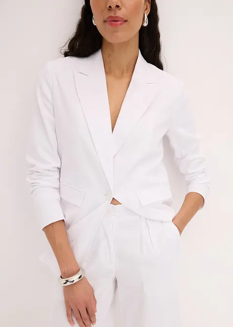 Wijde bermuda van een luchtige linnenmix, bonprix