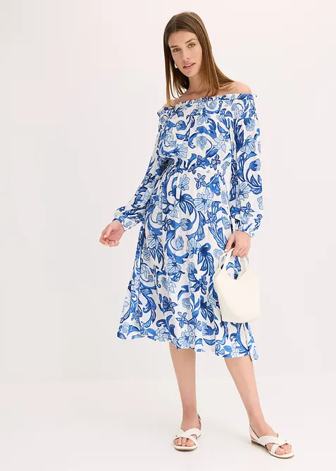 Carmen jurk van gestructureerde viscose, bonprix