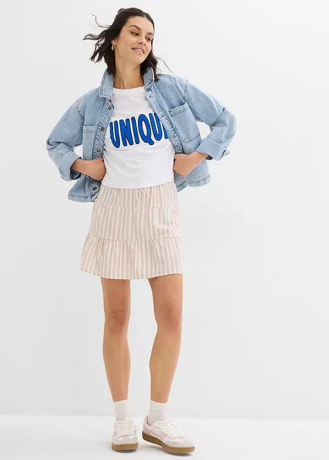 Strokenrok van een luchtige linnenmix, bonprix