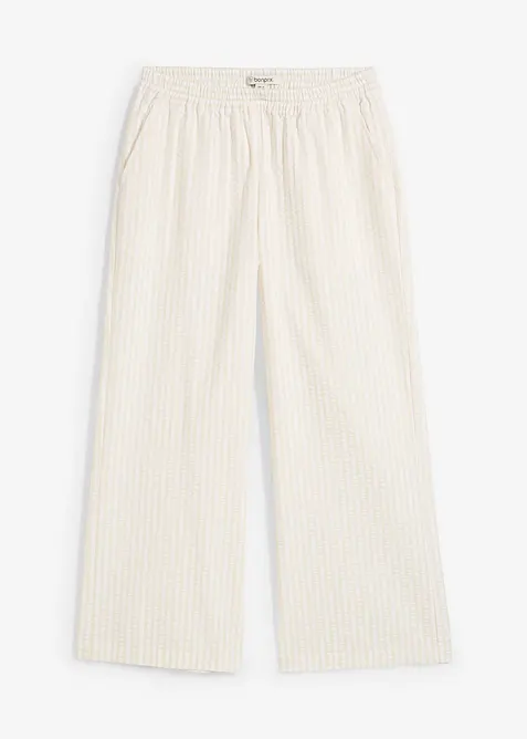 7/8 palazzo broek van seersucker, bonprix