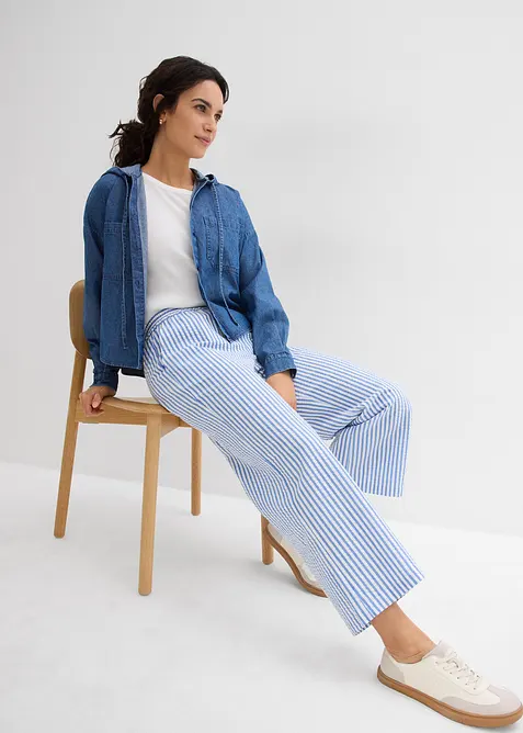 7/8 palazzo broek van seersucker, bonprix