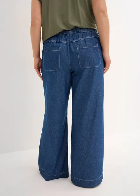 Wide leg jeans mid waist met comfortband, bonprix