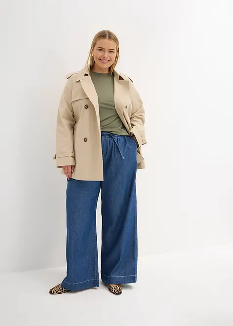 Wide leg jeans mid waist met comfortband, bonprix