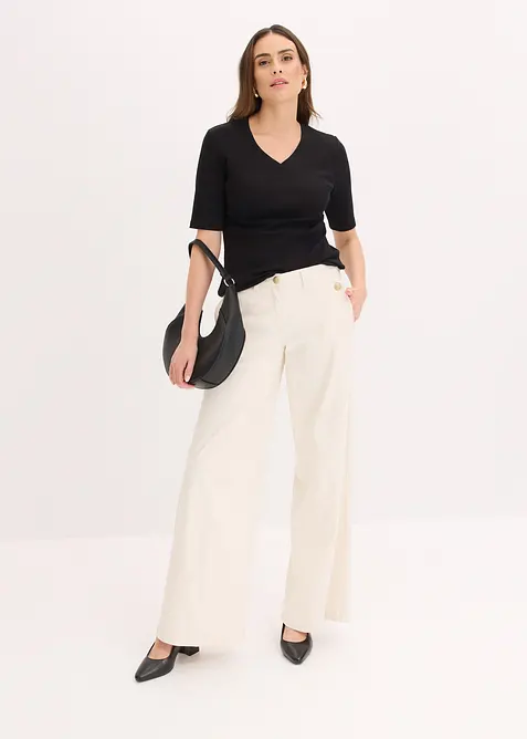 Wide leg broek met stretch, bonprix