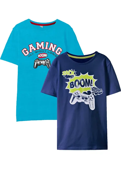 T-shirt (set van 2) met biologisch katoen, bonprix