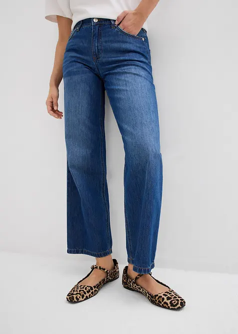 Baggy jeans mid waist super soft, cropped, bonprix