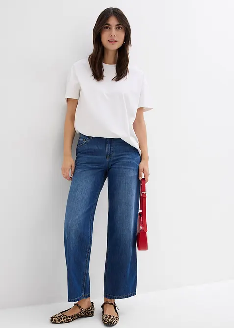 Baggy jeans mid waist super soft, cropped, bonprix