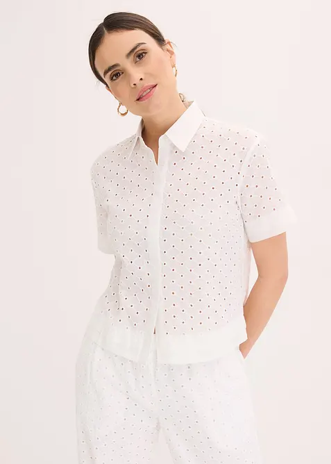 Blouse met broderie, bonprix