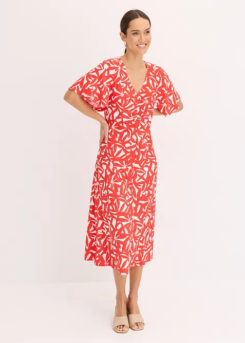 Jersey jurk met plooitjes, bonprix