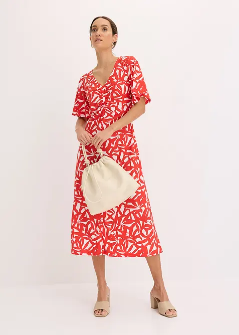 Jersey jurk met plooitjes, bonprix