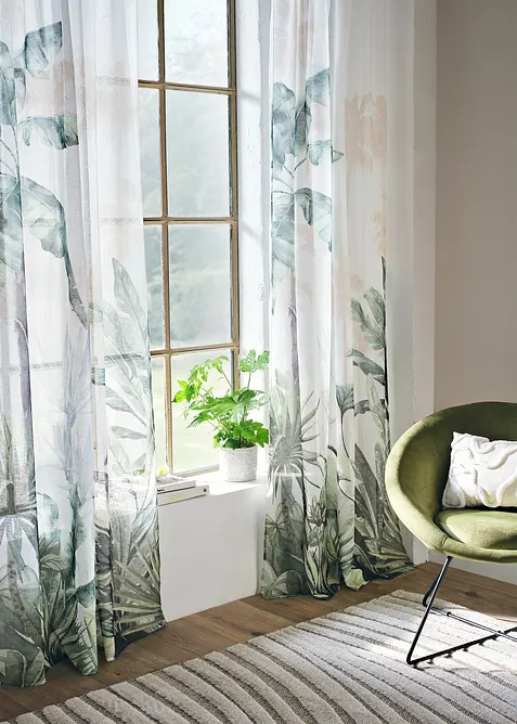 Gordijn met bladerprint (1 stuk), bonprix