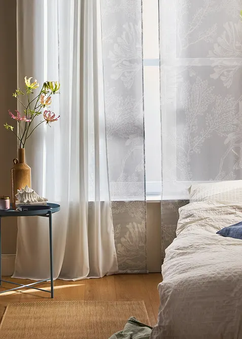 Transparant paneelgordijn met bloemenprint (1 stuk), bonprix