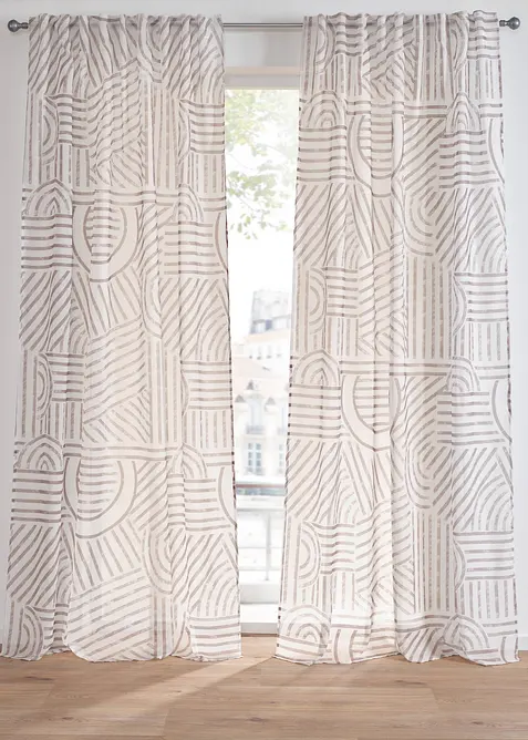 Transparant gordijn met grafisch motief (1 stuk), bonprix