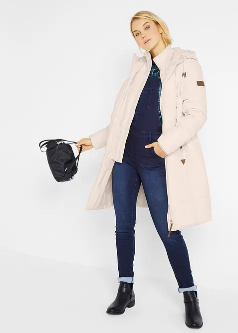 Lange gewatteerde jas, 2-in-1 look, bonprix
