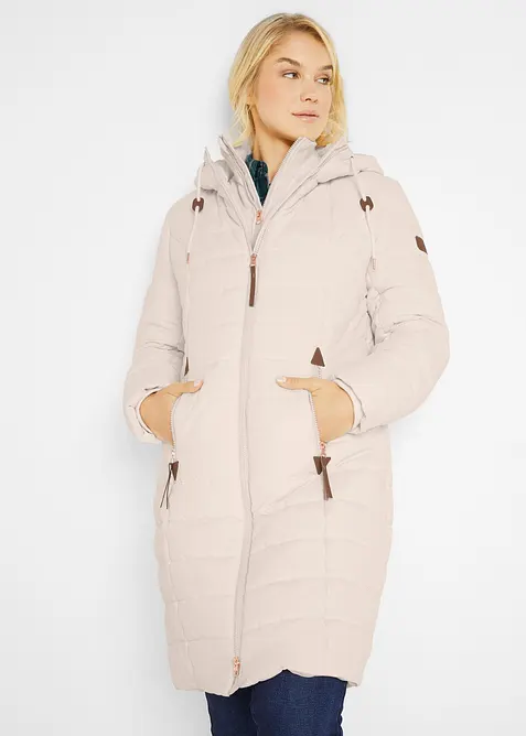 Lange gewatteerde jas, 2-in-1 look, bonprix