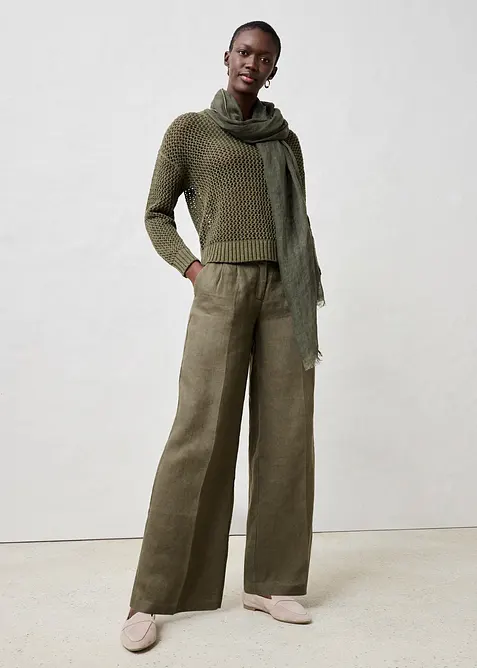 Linnen bandplooibroek, bonprix