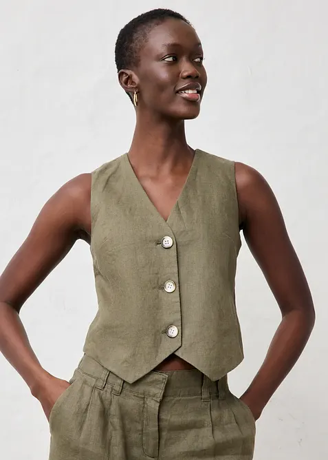 Linnen gilet, bonprix