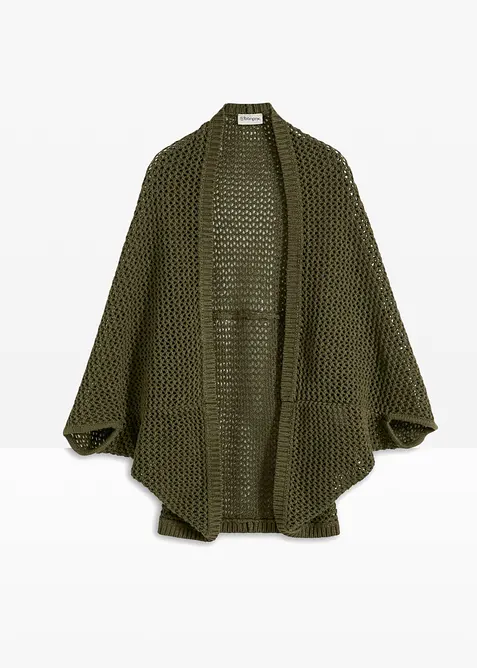 Ajour gebreide poncho met linnen, bonprix