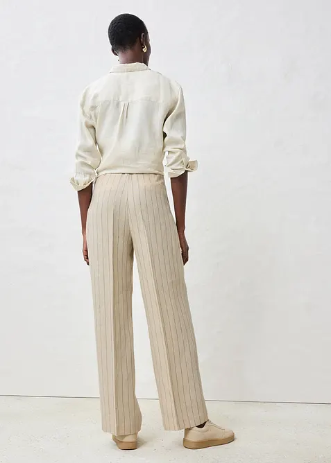 Broek met riem (2-dlg set) van puur linnen, bonprix