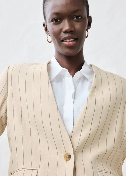 Blazer zonder kraag, van linnen, bonprix